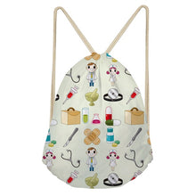Load image into Gallery viewer, Cotton Nurse Pattern String Backpack for Teens