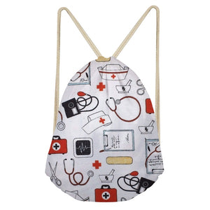 Cotton Nurse Pattern String Backpack for Teens