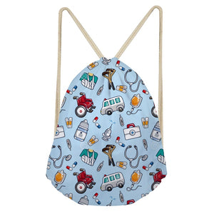 Cotton Nurse Pattern String Backpack for Teens