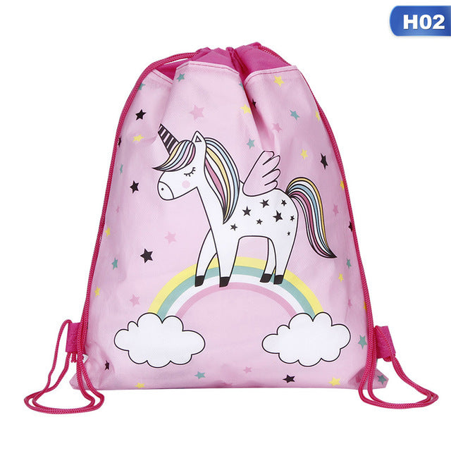 Unicorn Pattern String Backpack Bag for Girls