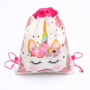 Unicorn Pattern String Backpack Bag for Girls