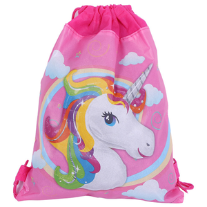 Unicorn Pattern String Backpack Bag for Girls